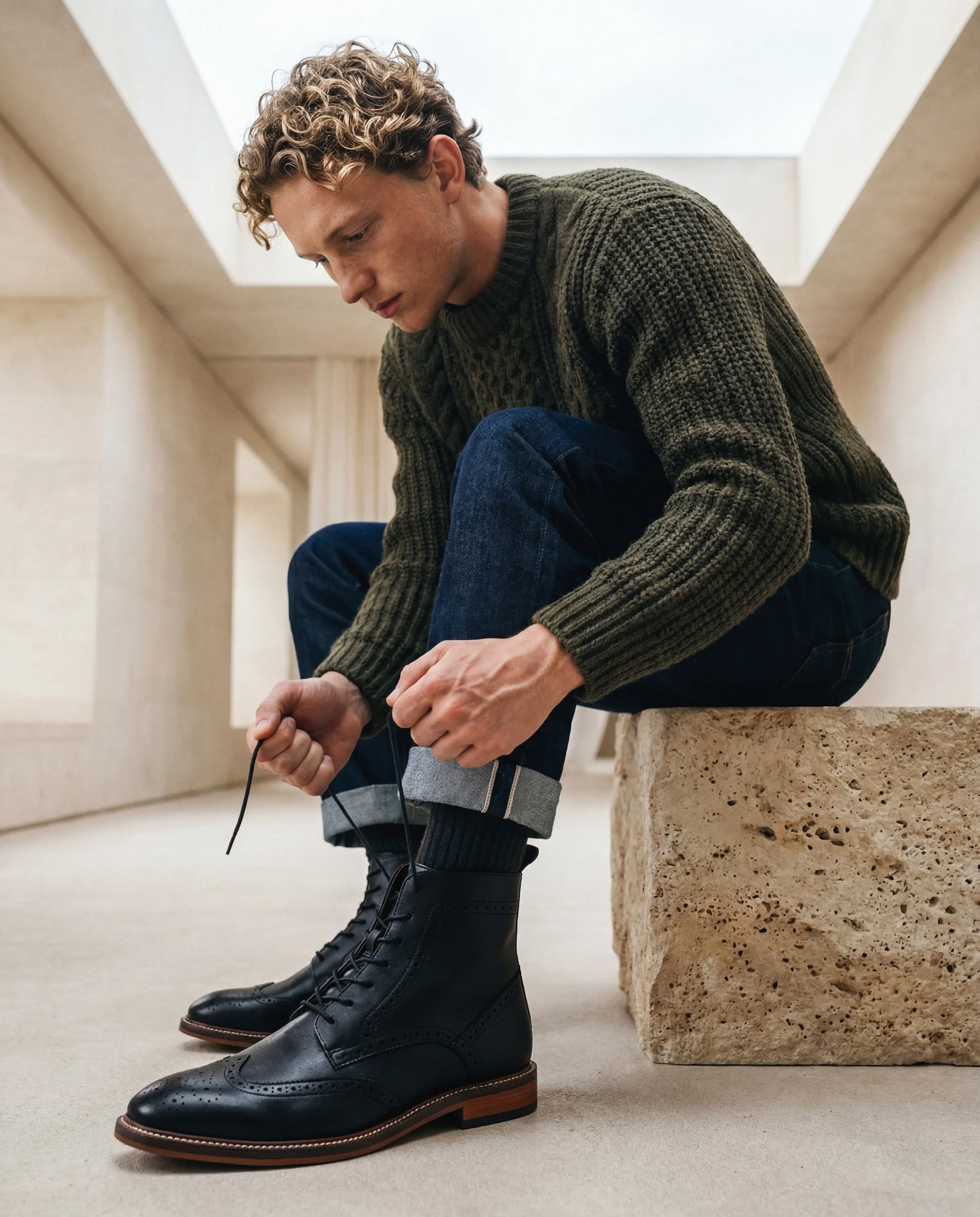 Botins Vegan com Atacadores para Homem Chase Preto - Image 2