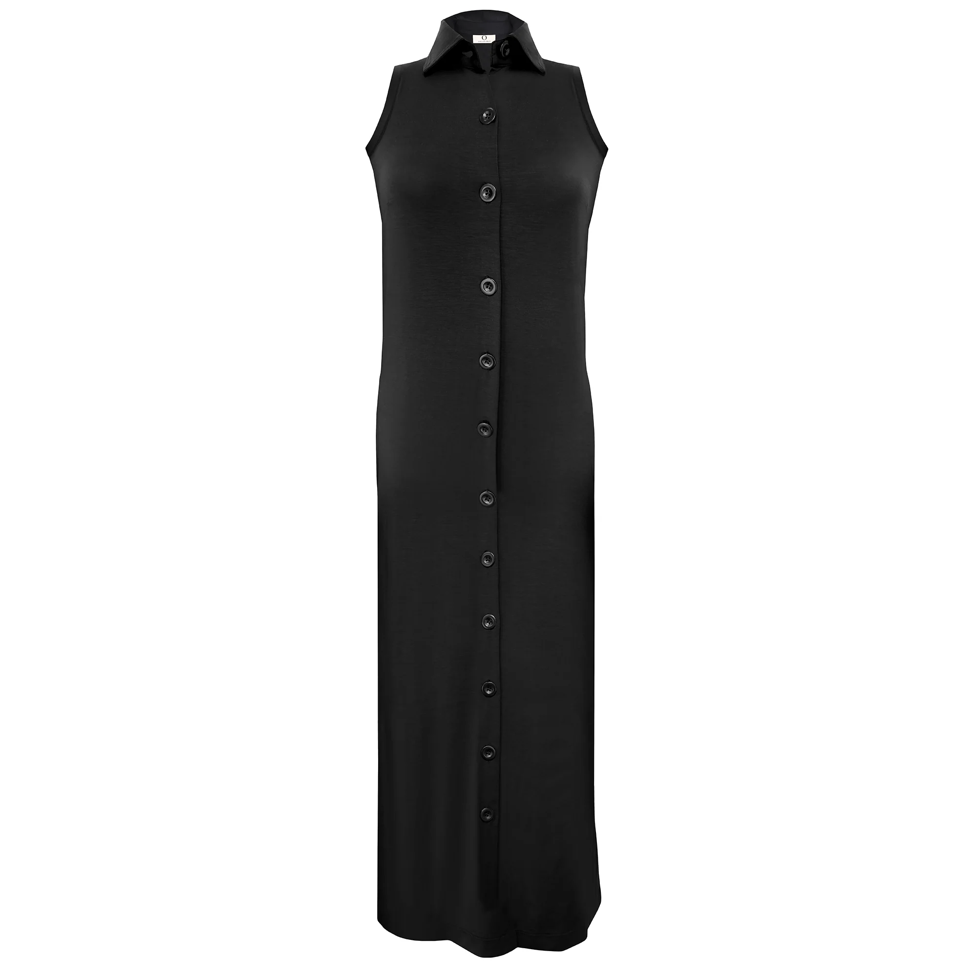 Vestido Camiseiro Maxi Sem Mangas em Preto - Evelyn - Image 6