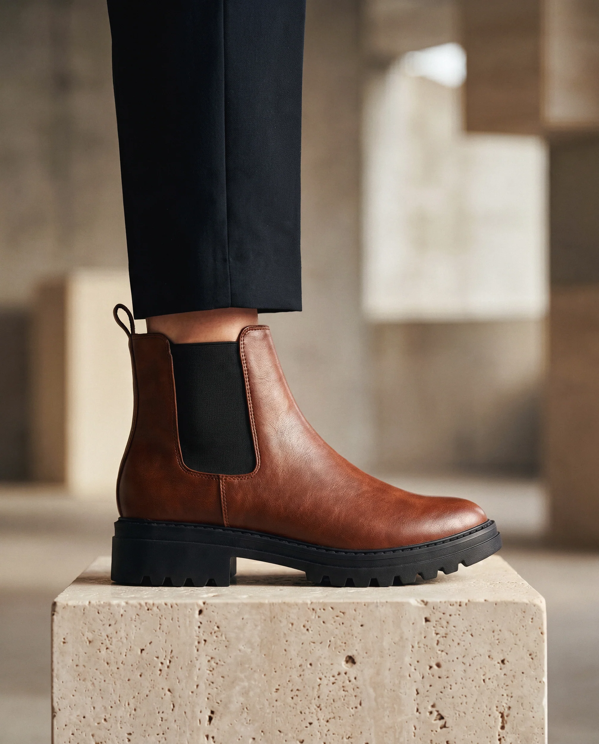 Botins Chelsea Vegan para Mulher Evie Castanho - Image 4